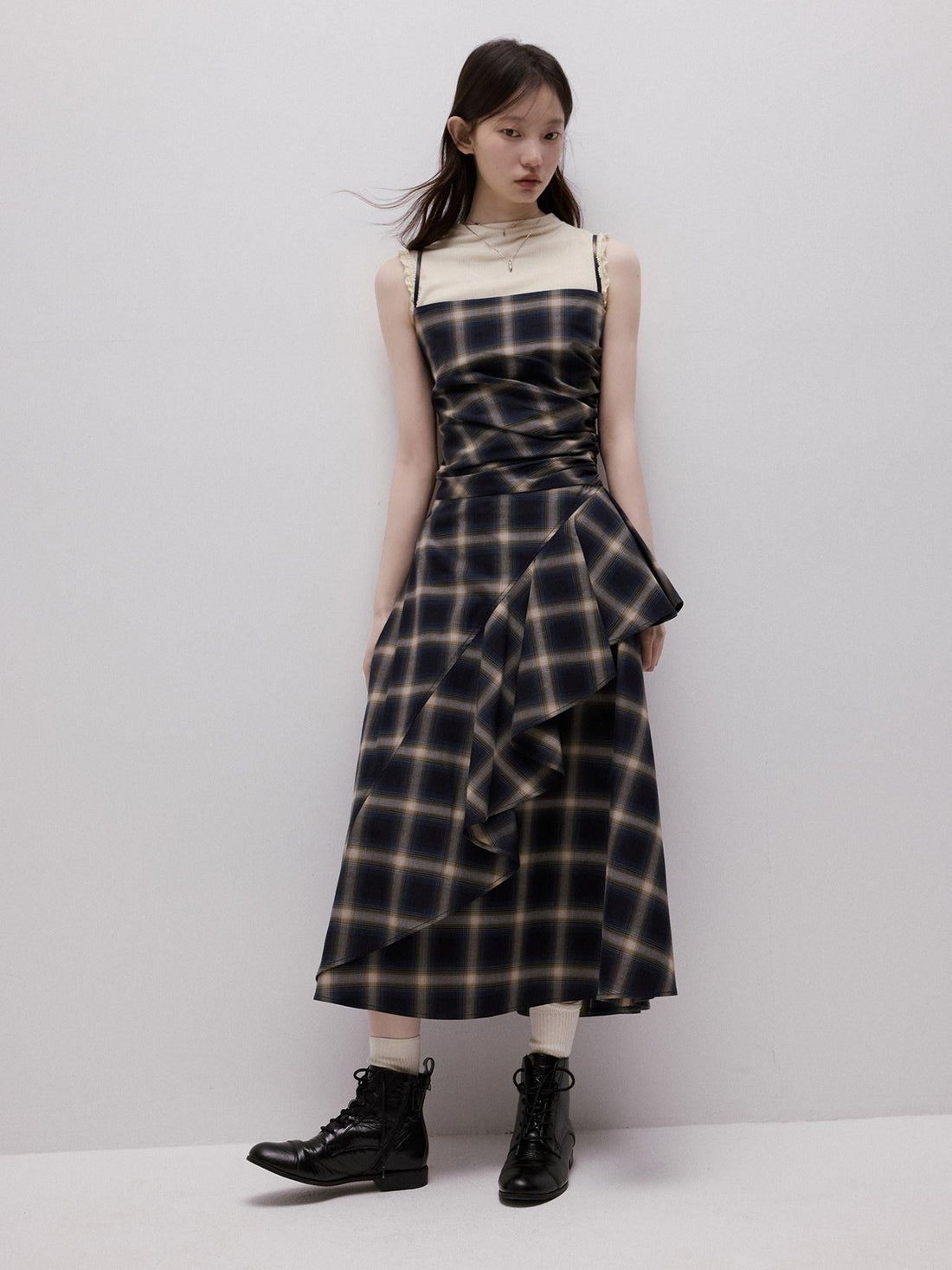 FUSSED Blue Duplin Check Deconstructed Spliced Women&