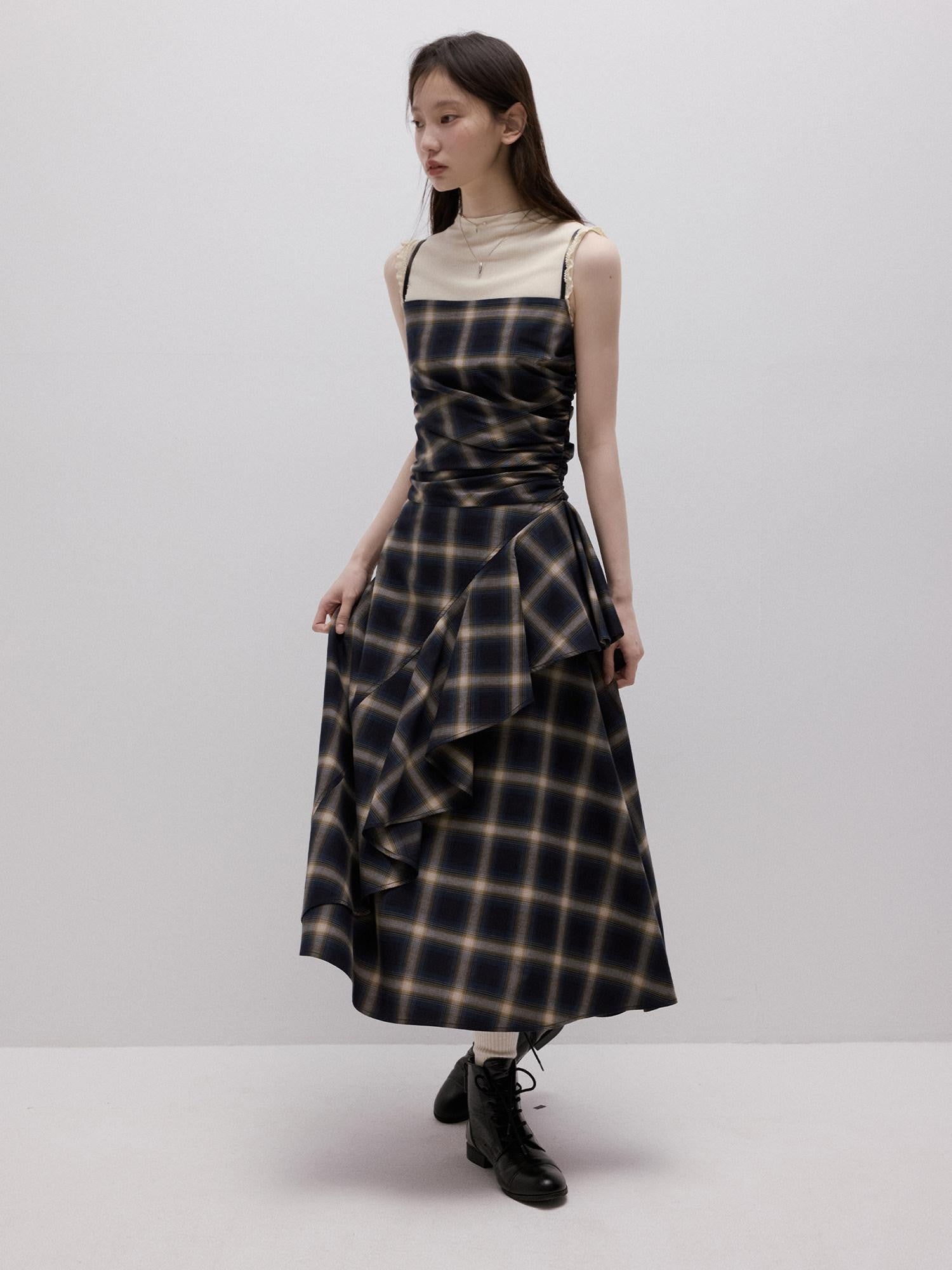 FUSSED Blue Duplin Check Deconstructed Spliced Women&