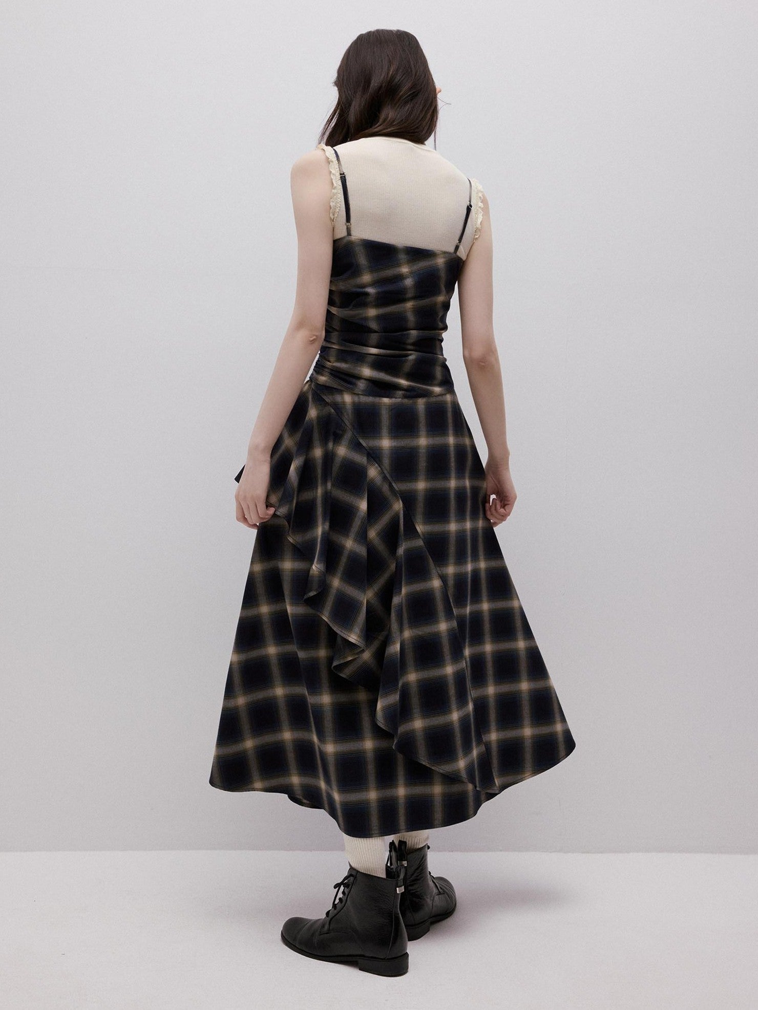 FUSSED Blue Duplin Check Deconstructed Spliced Women&