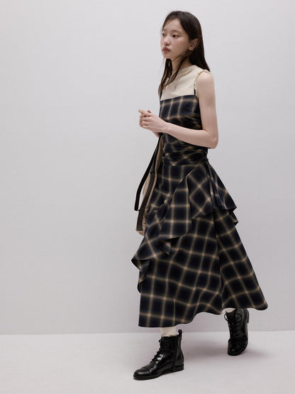 FUSSED Blue Duplin Check Deconstructed Spliced Women&