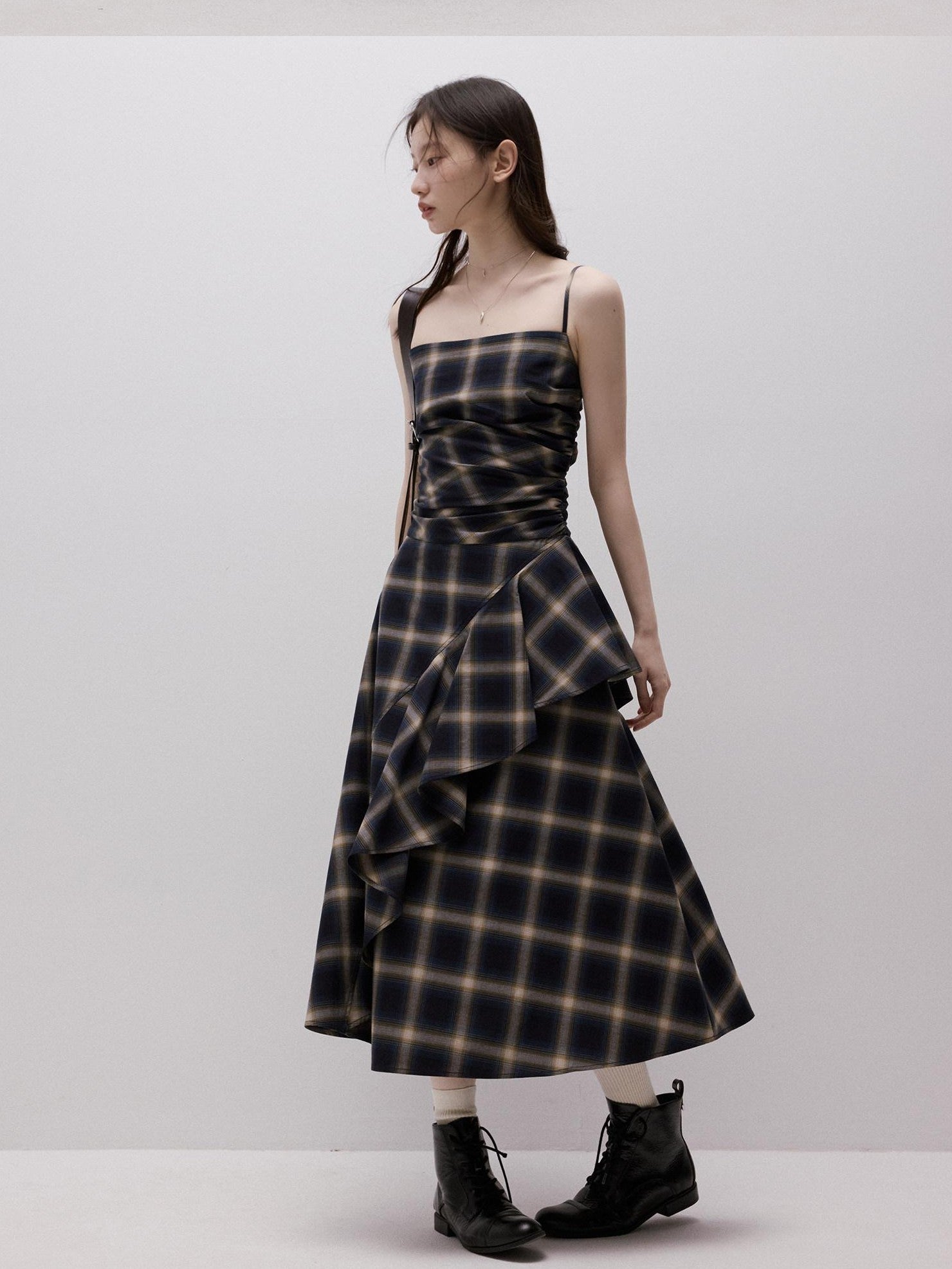 FUSSED Blue Duplin Check Deconstructed Spliced Women&