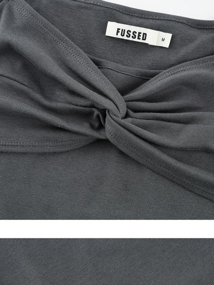 FUSSED Blue Square Neck Flutter Sleeve Slim Fit Women&