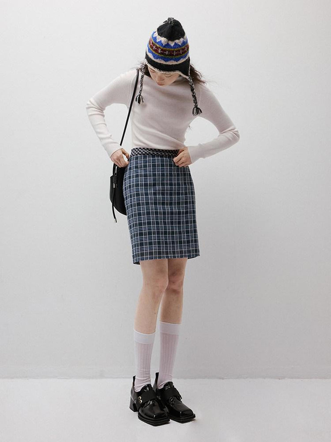 FUSSED Blue Vichy Tailored Two Way Two Piece High Waist Women&
