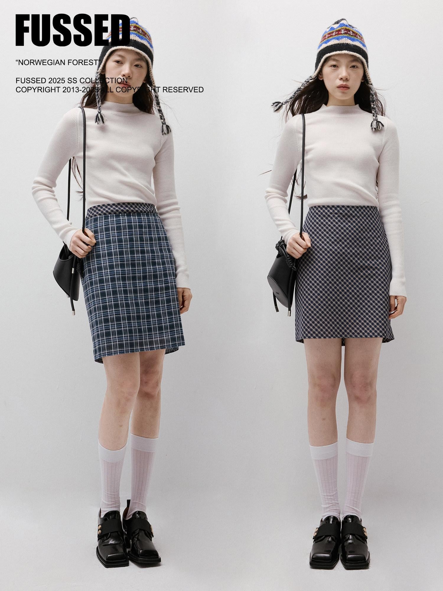 FUSSED Blue Vichy Tailored Two Way Two Piece High Waist Women&