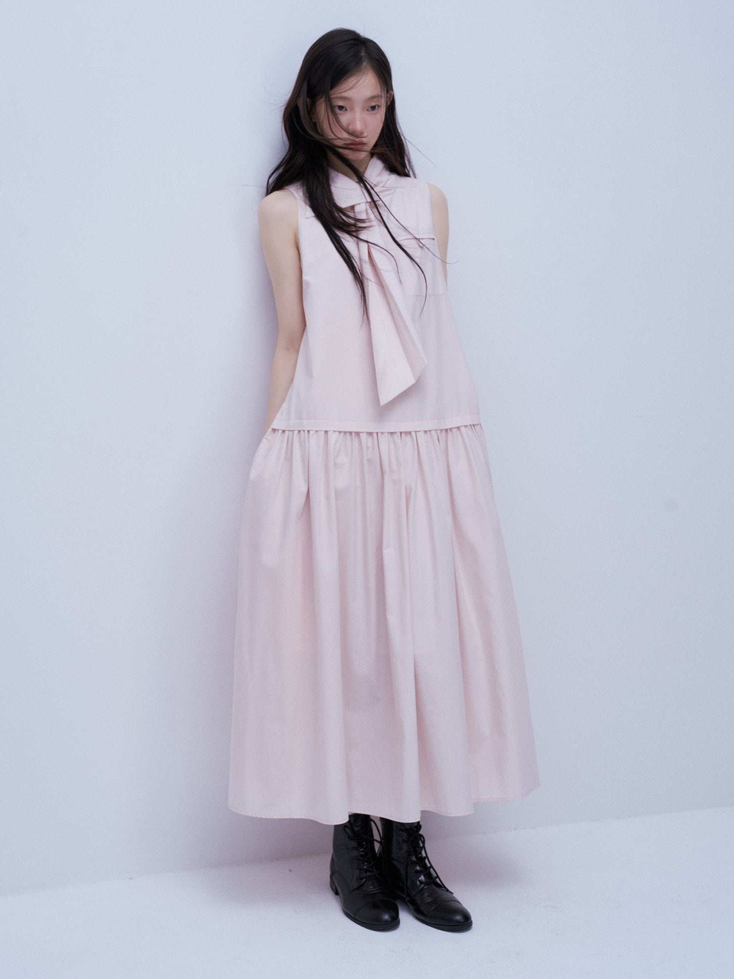 FUSSED_Blush_Scarf_Collar_Gathered_Aline_Women&