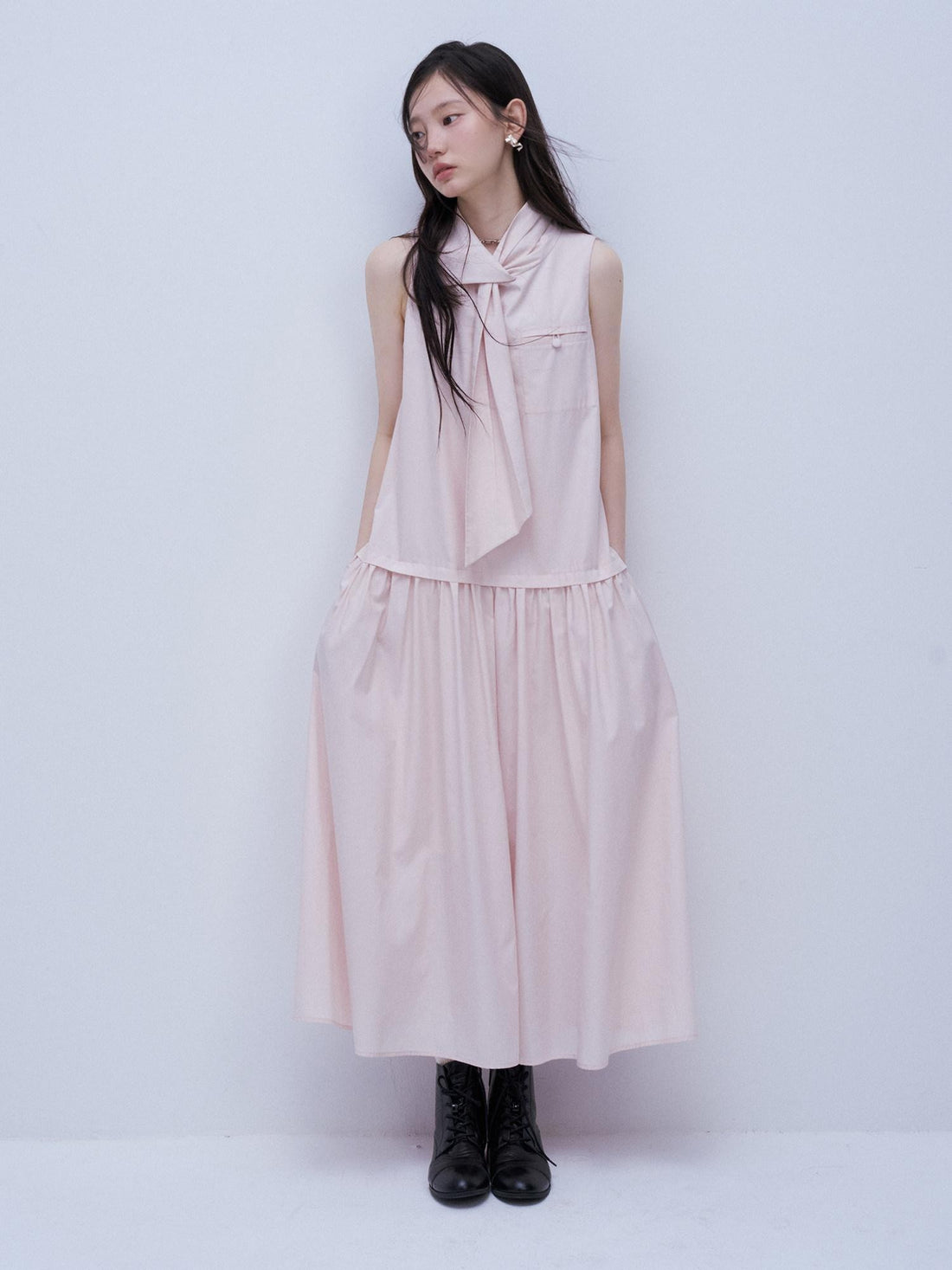 FUSSED Blush Scarf Collar Gathered Aline Women&