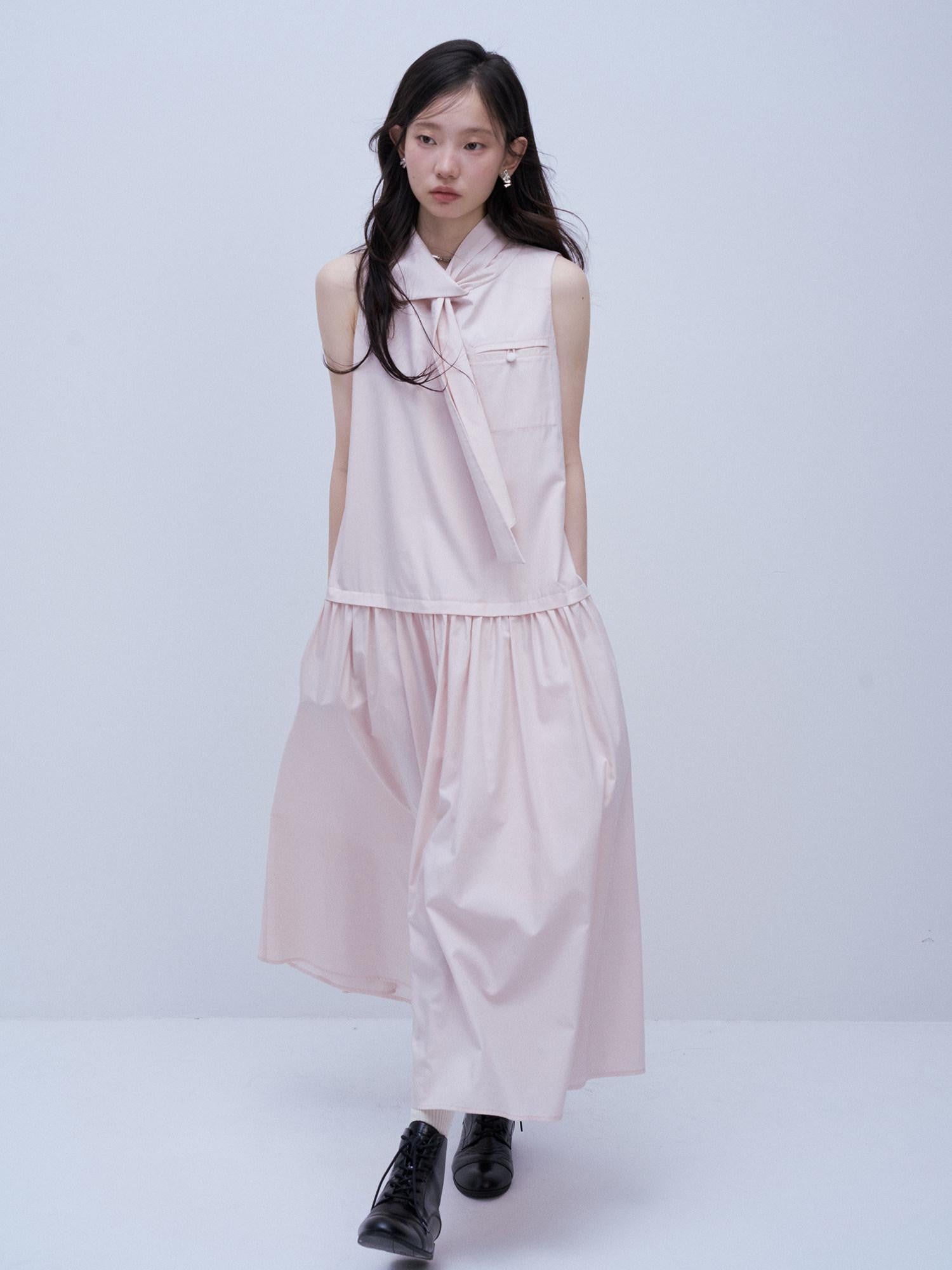 FUSSED Blush Scarf Collar Gathered Aline Women&