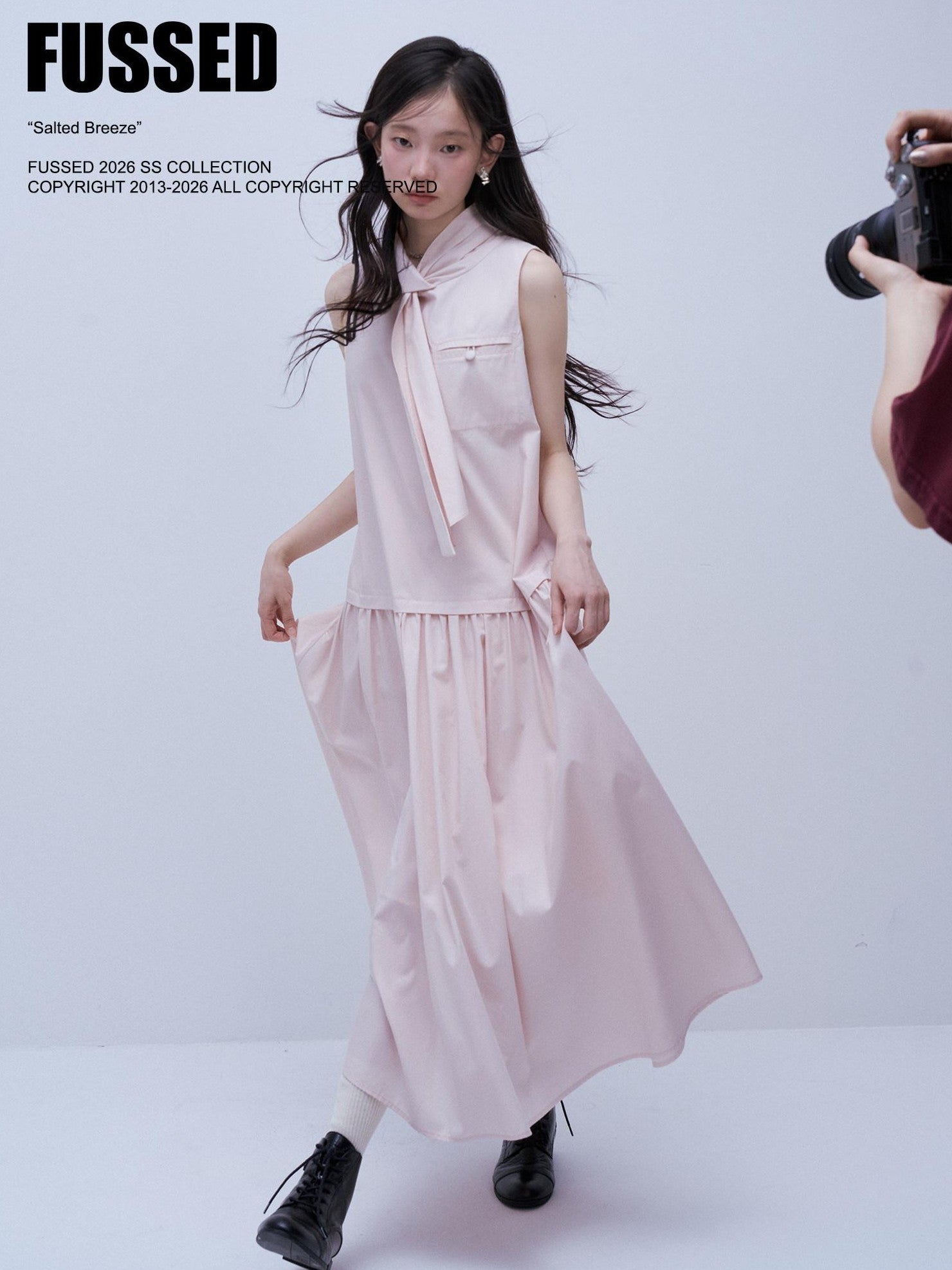 FUSSED Blush Scarf Collar Gathered Aline Women&