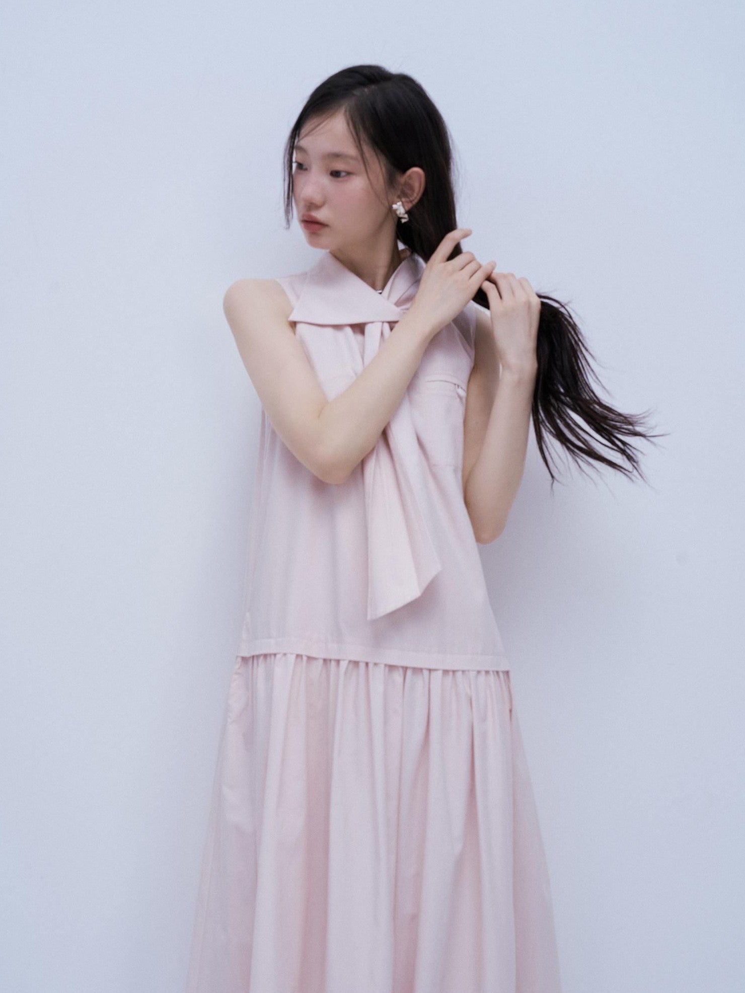 FUSSED Blush Scarf Collar Gathered Aline Women&