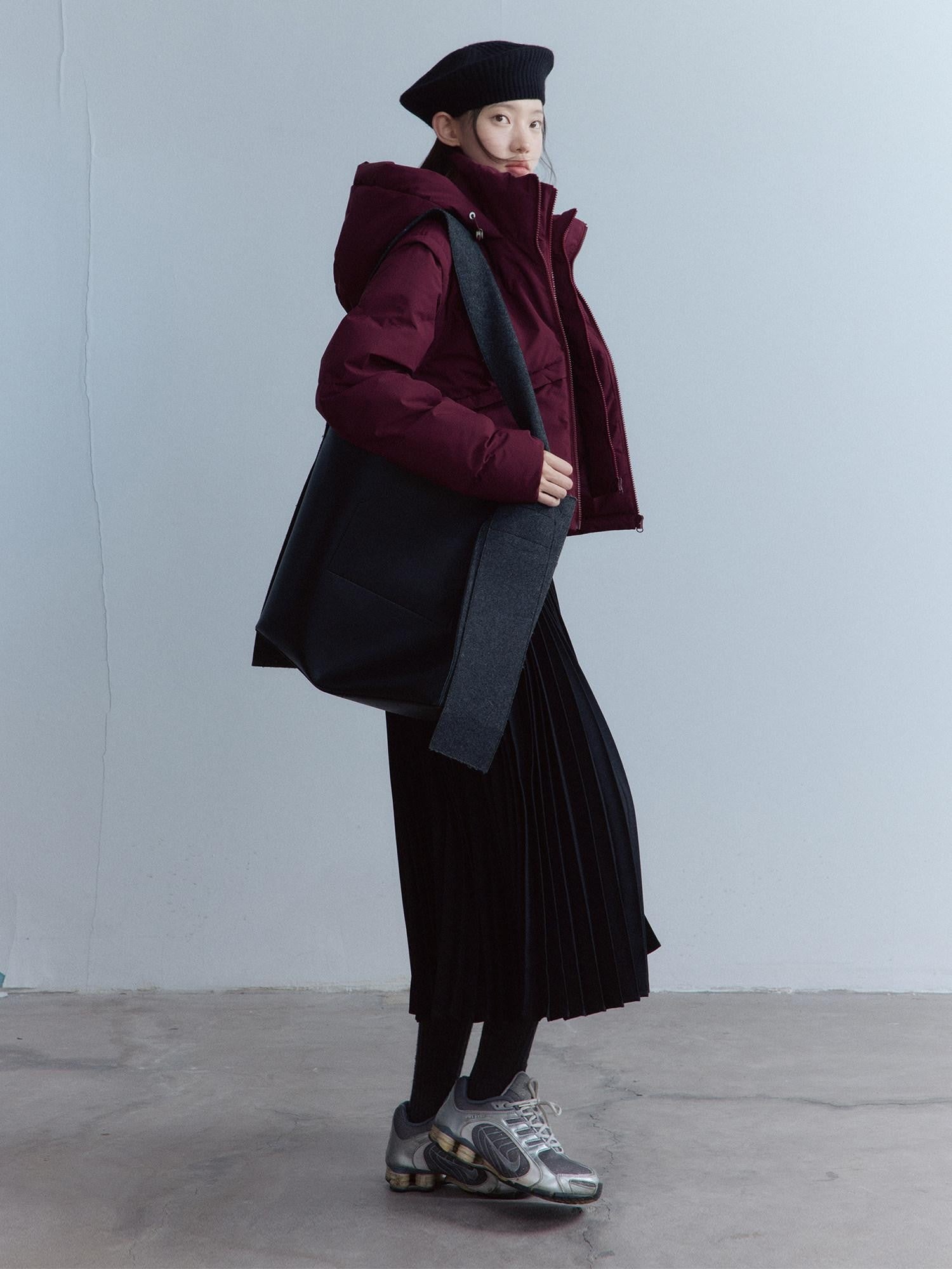 FUSSED Bordeaux 3 Proof Cropped Faux Layered Women&