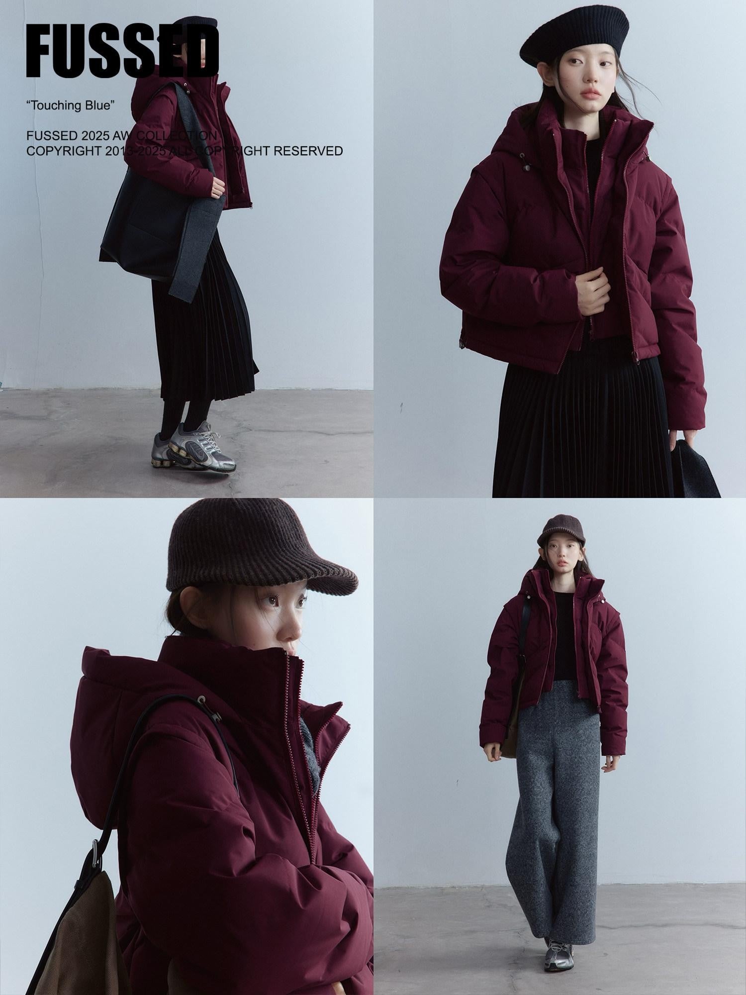 FUSSED Bordeaux 3 Proof Cropped Faux Layered Women&