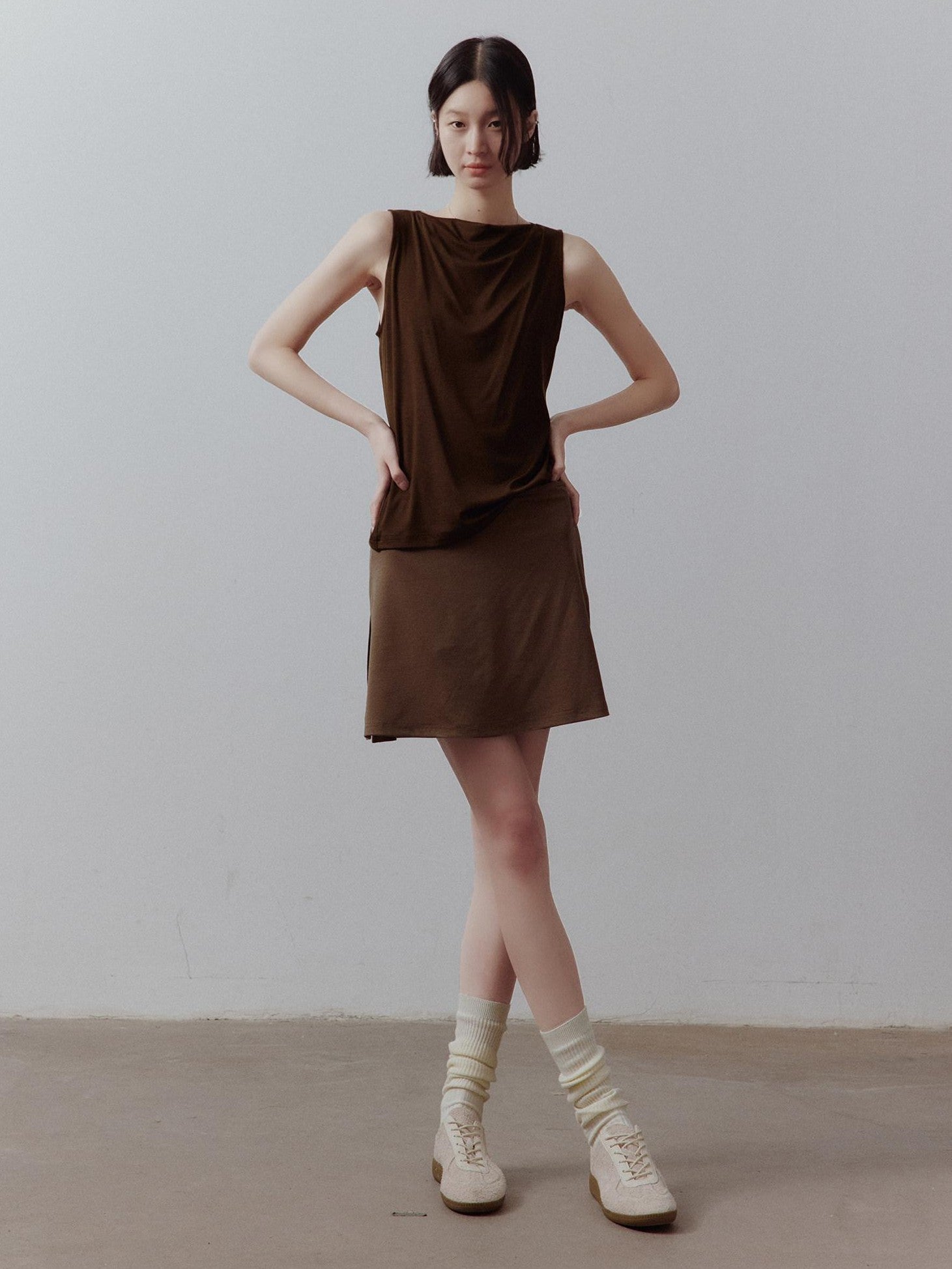FUSSED Breathable Sheer Draped Bardot Slimming Women&
