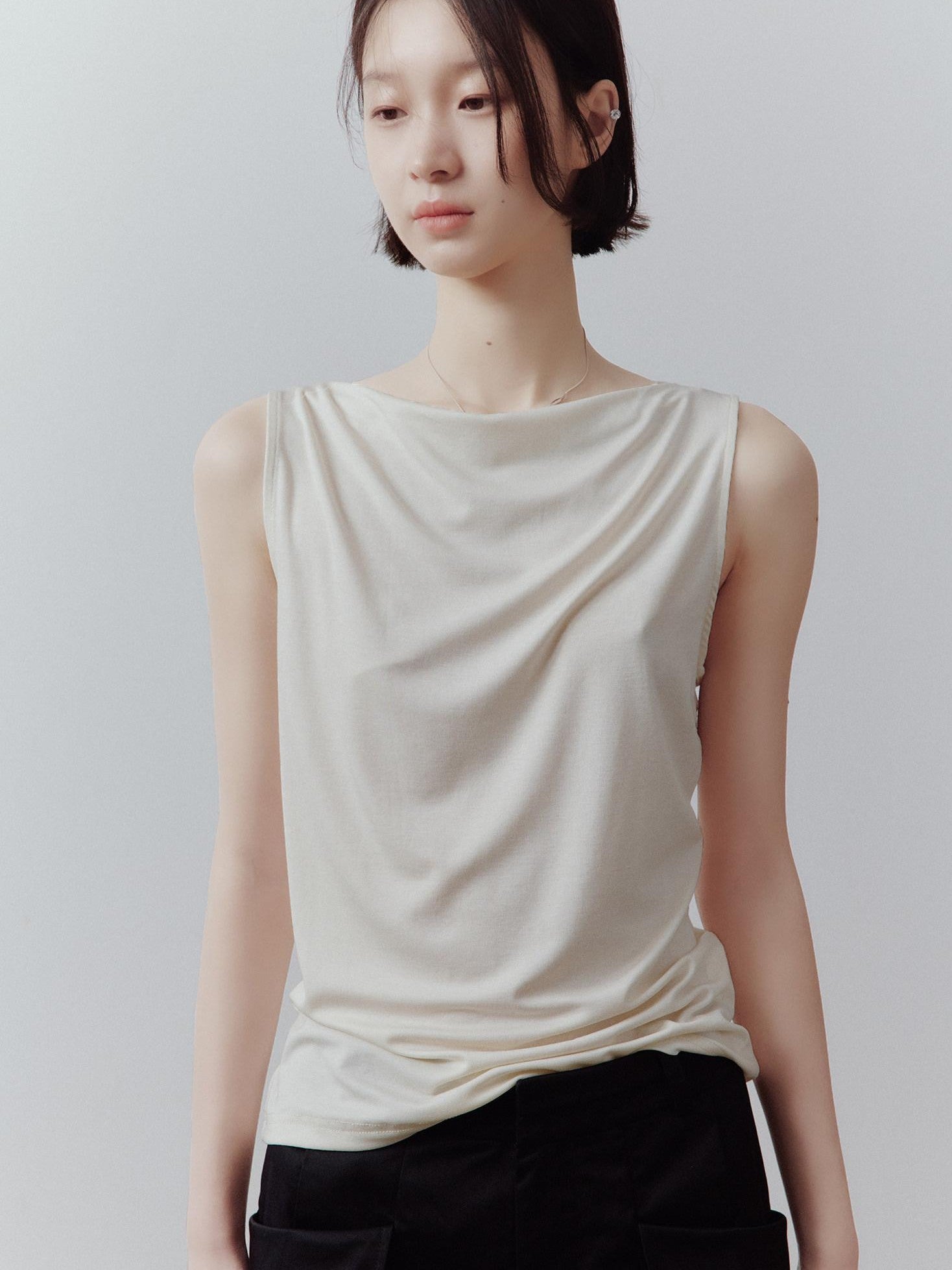 FUSSED Breathable Sheer Draped Bardot Slimming Women&