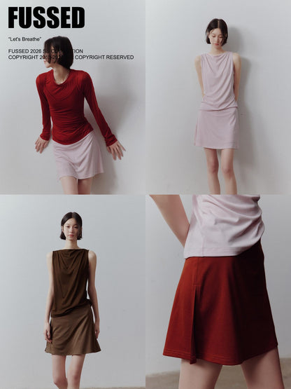 FUSSED Breathable Sheer Draped Bardot Slimming Women&