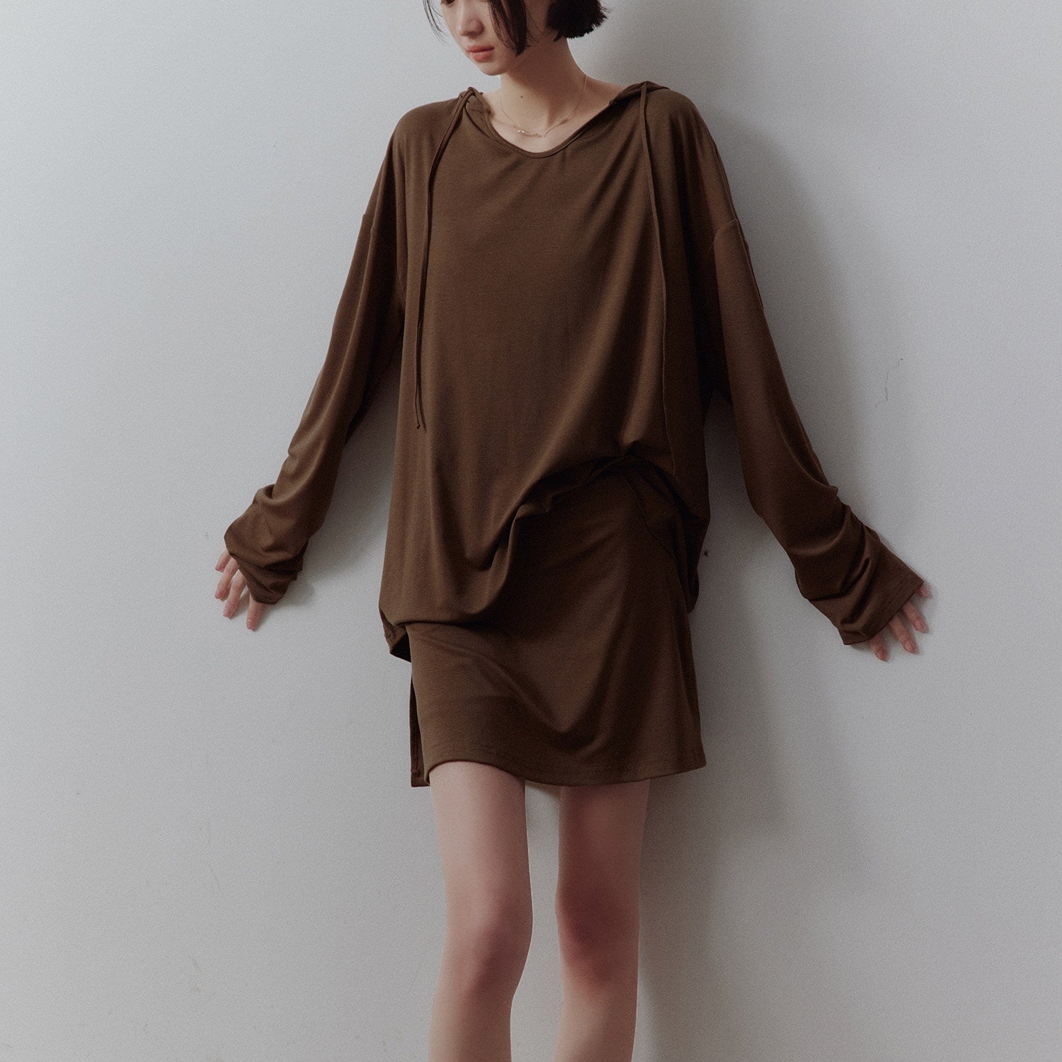 FUSSED Breathable Ultra Soft Hooded Drop Shoulder Midlength Women&