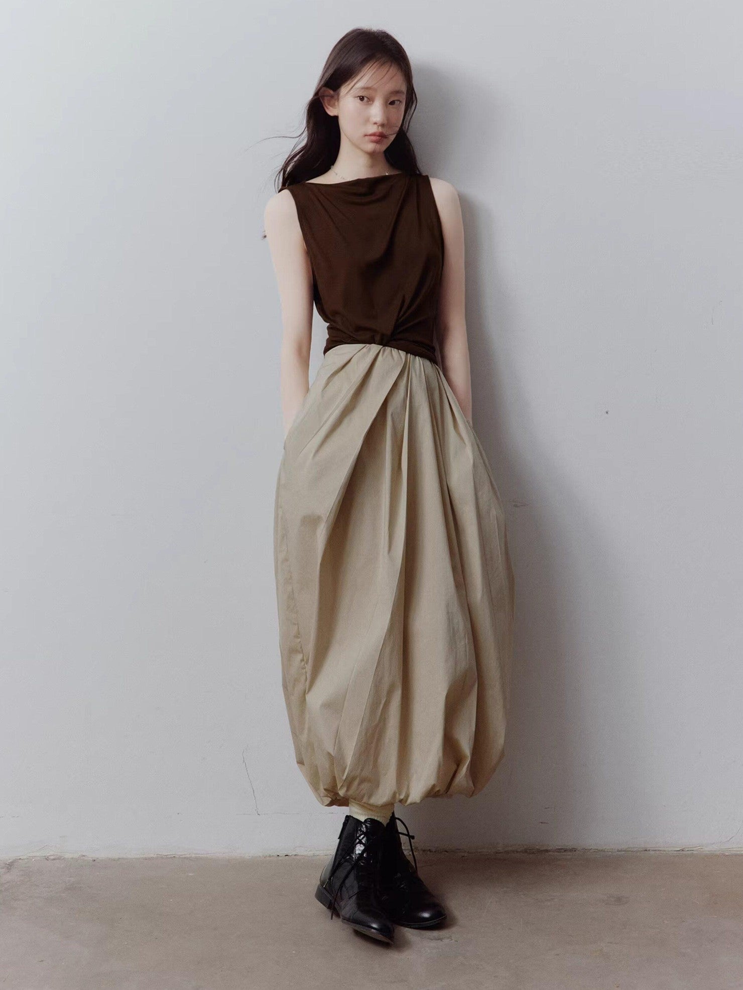 FUSSED Bubble Volume Diagonal Gathered Pleated Irregular Tulip Women&