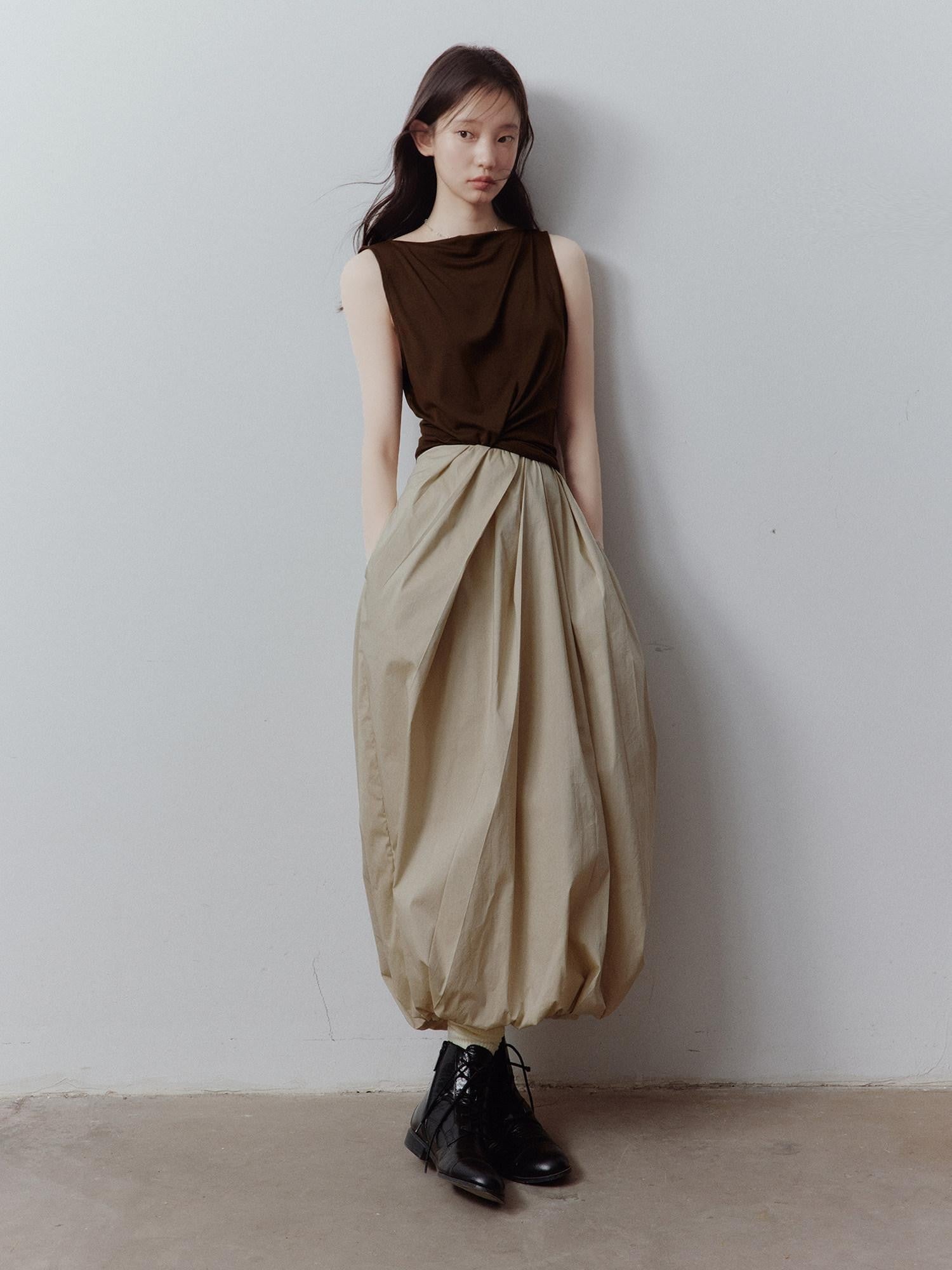 FUSSED Bubble Volume Diagonal Gathered Pleated Irregular Tulip Women&