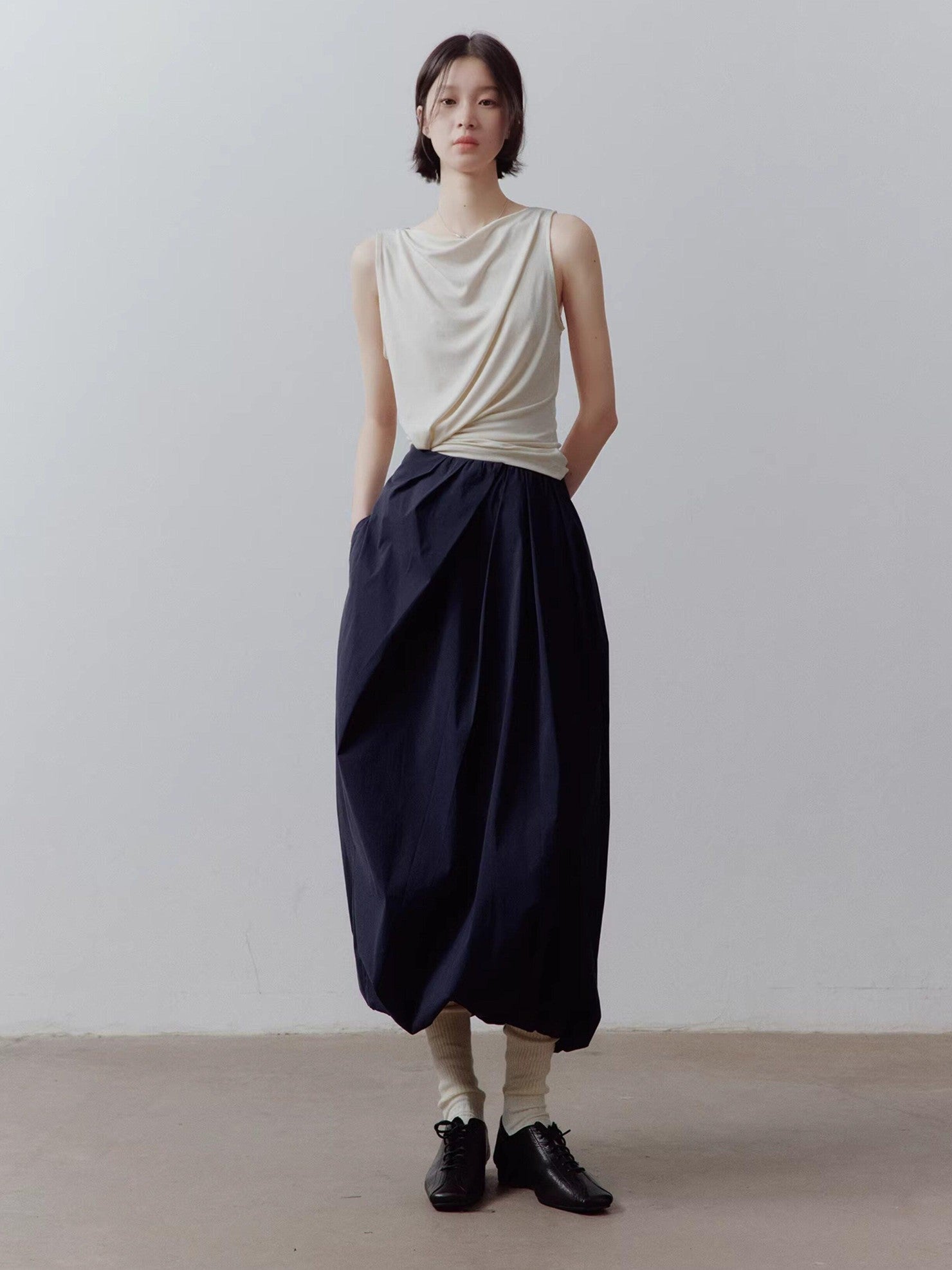 FUSSED Bubble Volume Diagonal Gathered Pleated Irregular Tulip Women&