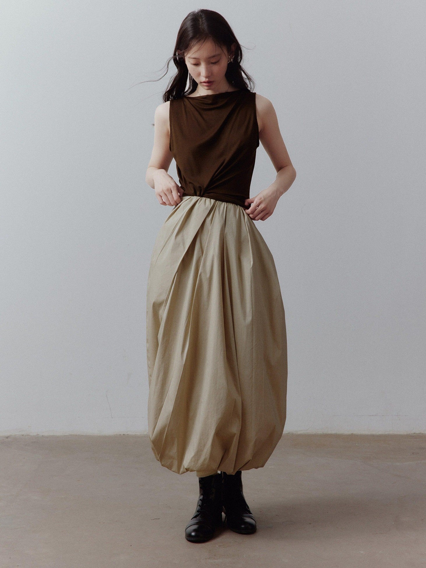 FUSSED Bubble Volume Diagonal Gathered Pleated Irregular Tulip Women&