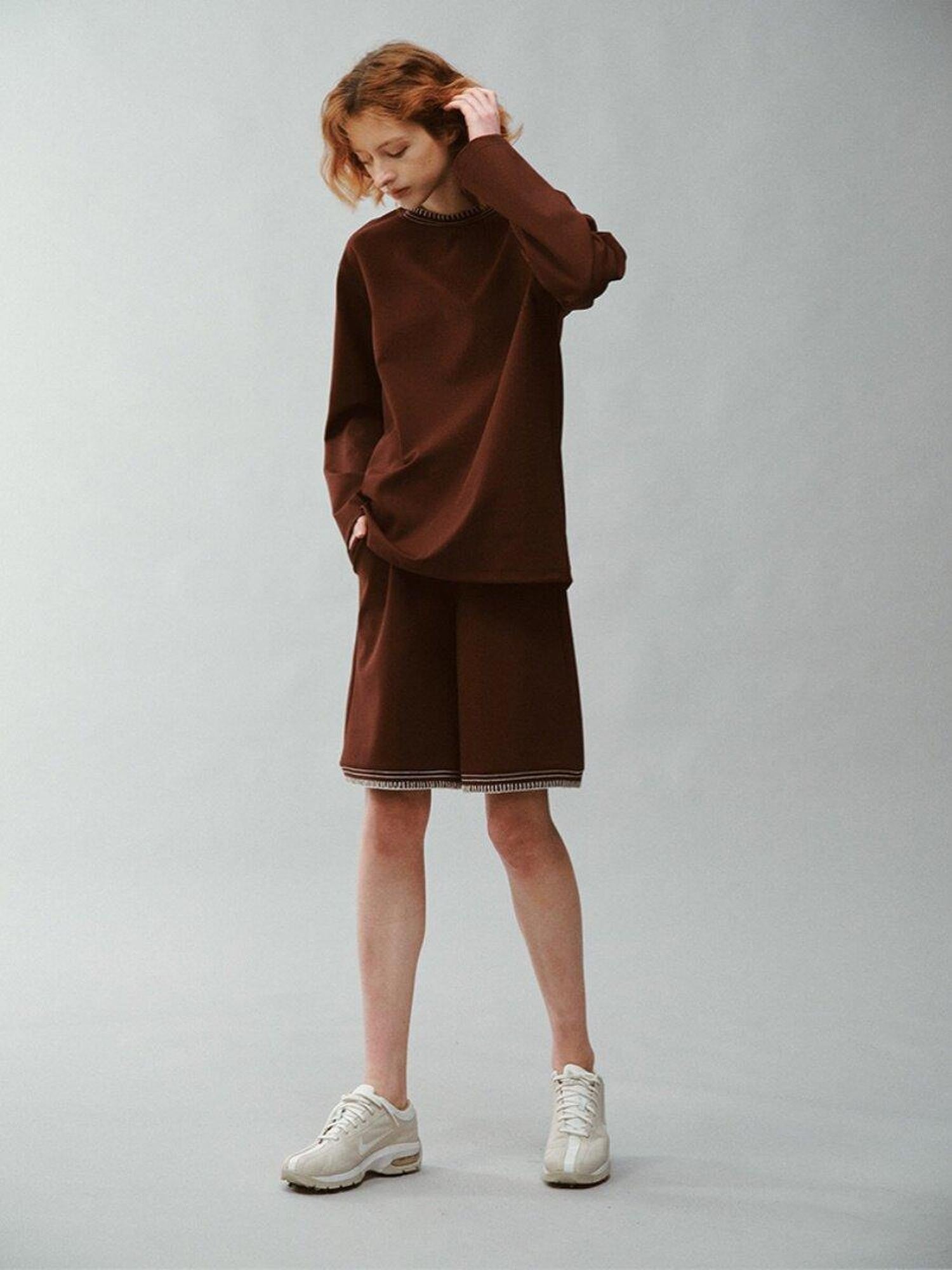 FUSSED Burgundy Flat Collar Sporty Relaxed Fit Women&