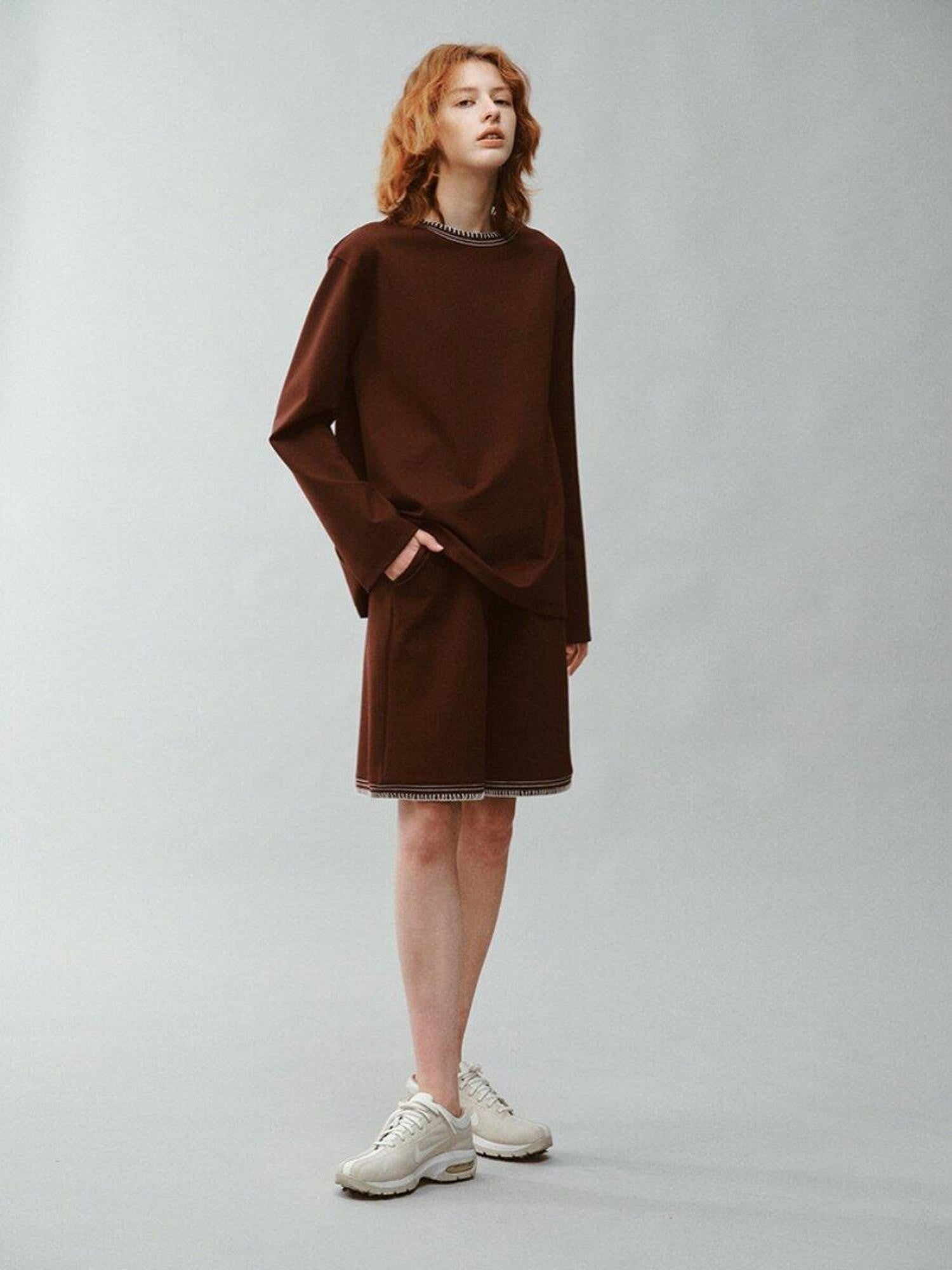 FUSSED Burgundy Flat Collar Sporty Relaxed Fit Women&