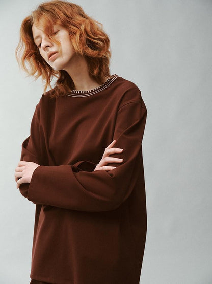 FUSSED Burgundy Flat Collar Sporty Relaxed Fit Women&