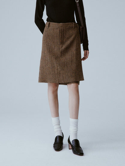 FUSSED_Caramel_Brown_Double_Layer_A_Line_Mid_Waist_Women&