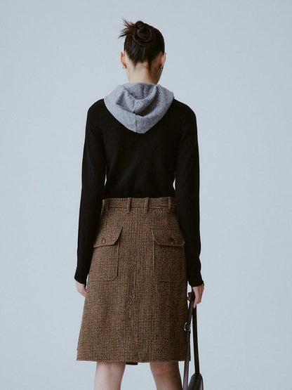 FUSSED Caramel Brown Double Layer A Line Mid Waist Women&