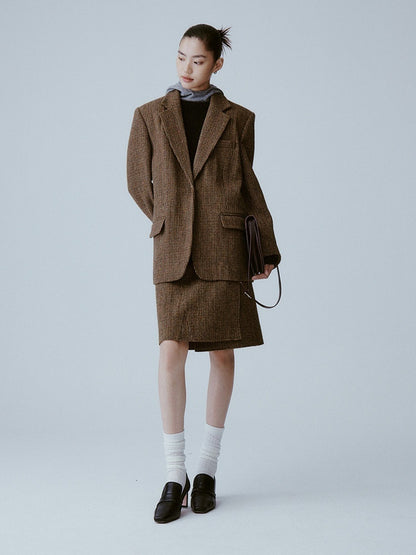 FUSSED_Caramel_Brown_Double_Layer_Composite_Single_Breasted_Women&