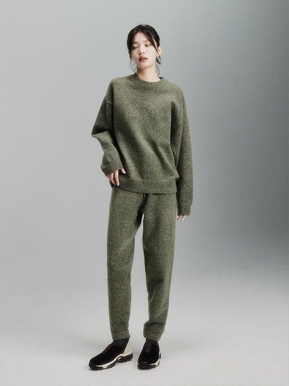 FUSSED Cashmere Blend Ribbed Trousers Misty Green