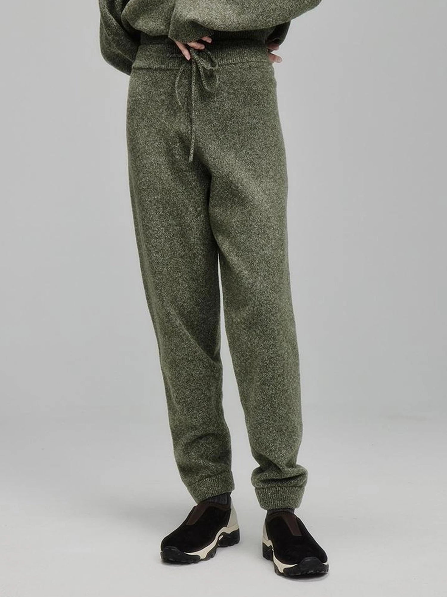 Cashmere Blend Ribbed Trousers Misty Green