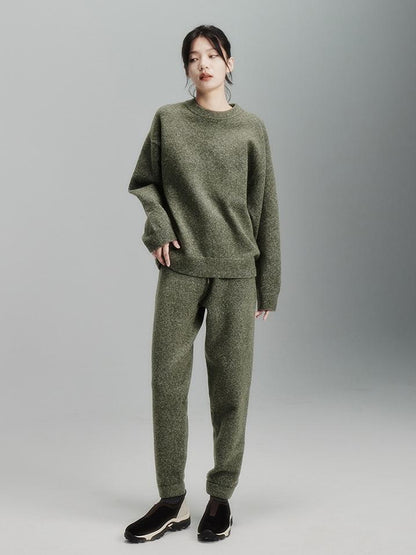 FUSSED Cashmere Blend Ribbed Trousers Misty Green
