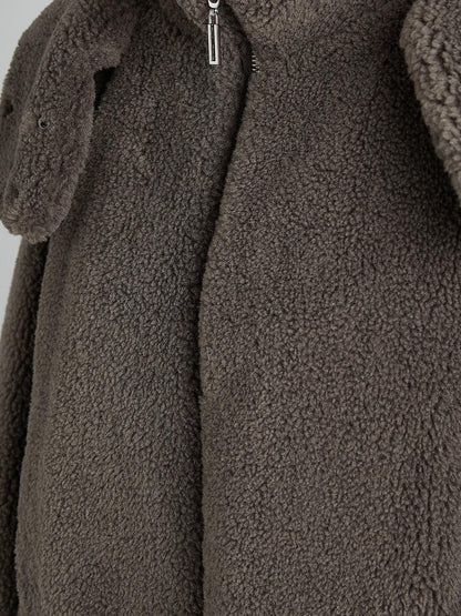 FUSSED Cedar Green Bear Patch Detachable Brim Plush Women&