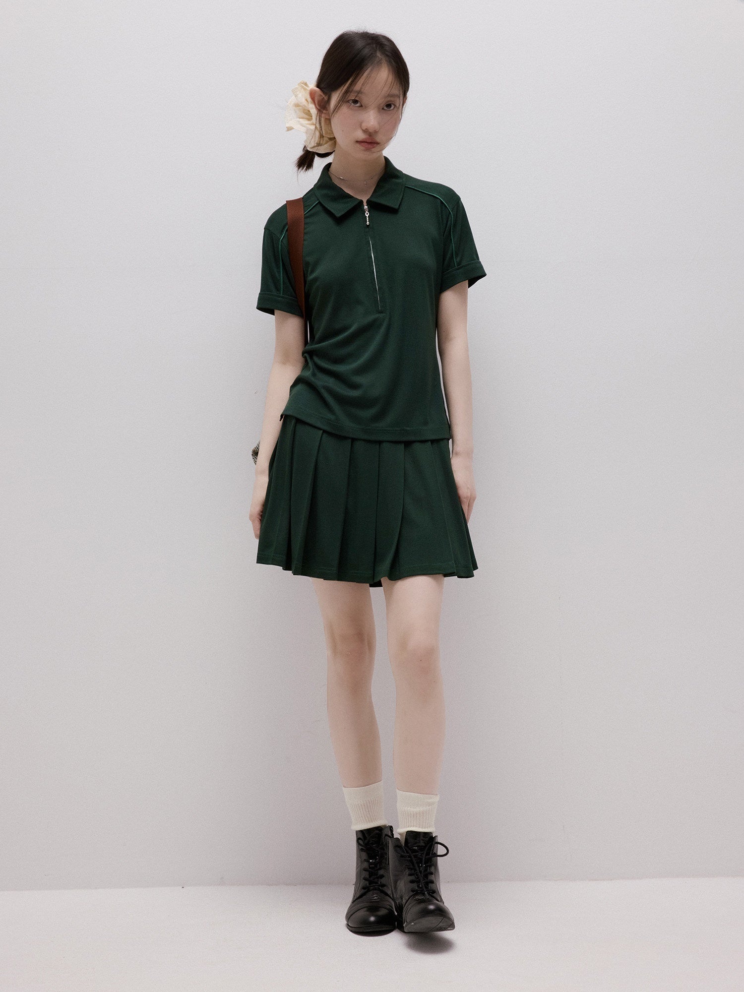FUSSED_Cedar_Green_Boxy_Layered_Academy_Polo_Knit_Women&