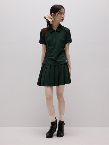 FUSSED Cedar Green Boxy Layered Academy Polo Knit Women&
