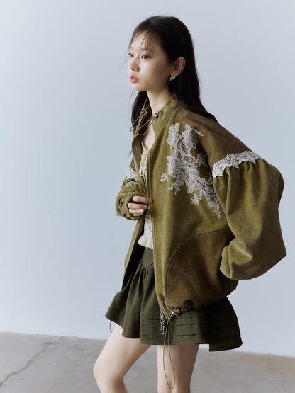 FUSSED Cedar Green Patchwork Floral Mixed Fabric Women&