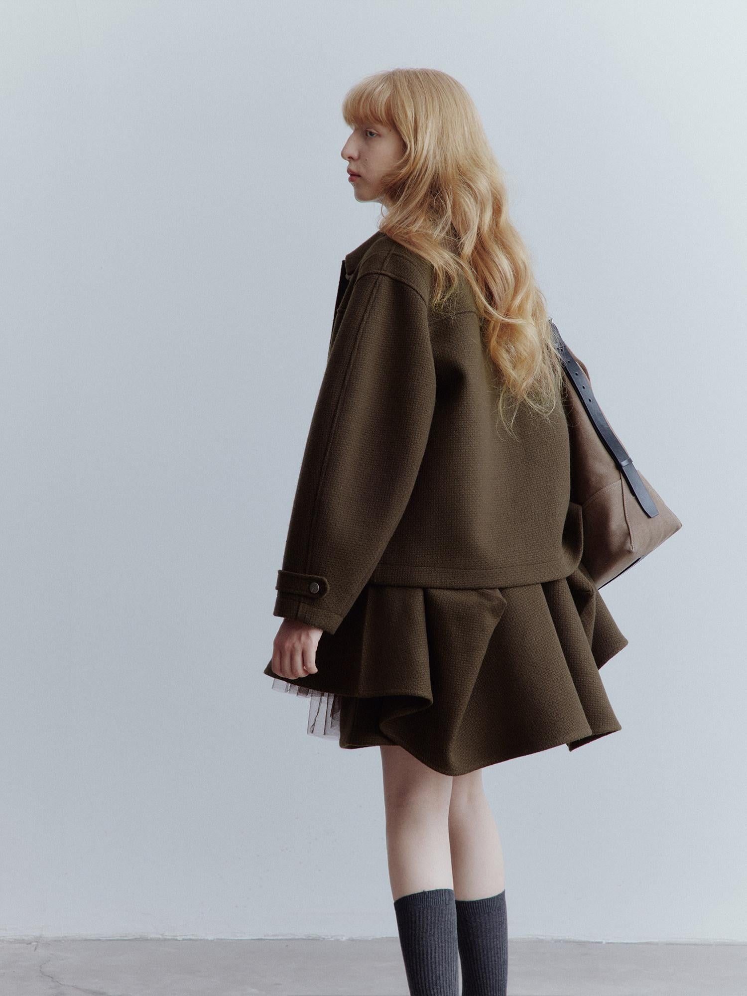 FUSSED Chocolate Brown Looped Wool Utility Women&