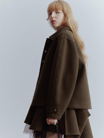 FUSSED Chocolate Brown Looped Wool Utility Women&