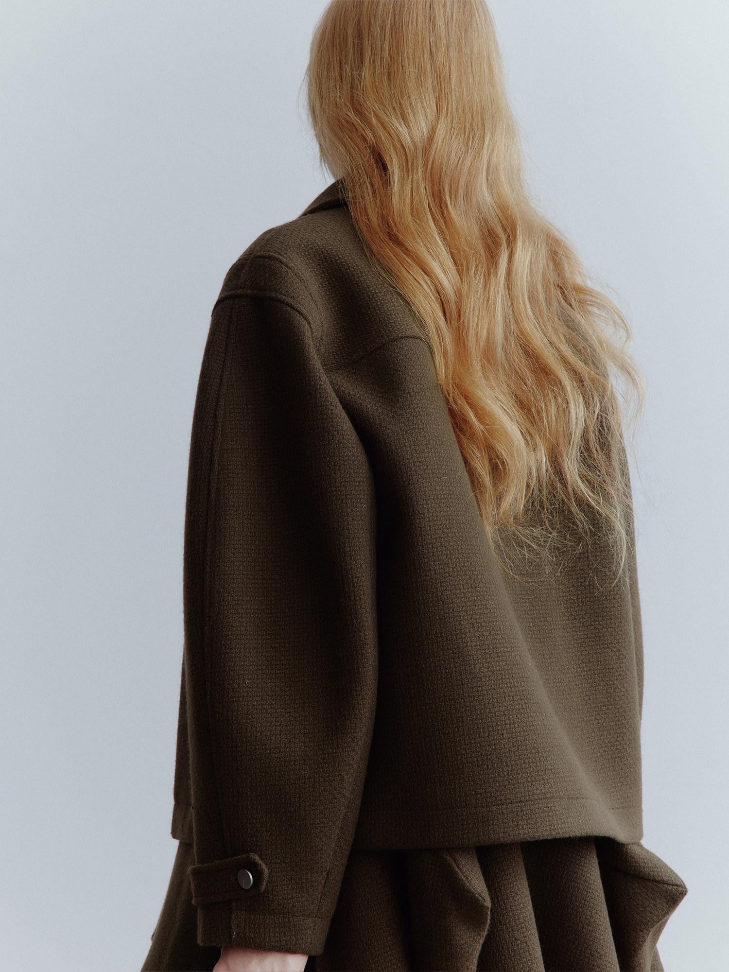 FUSSED Chocolate Brown Looped Wool Utility Women&