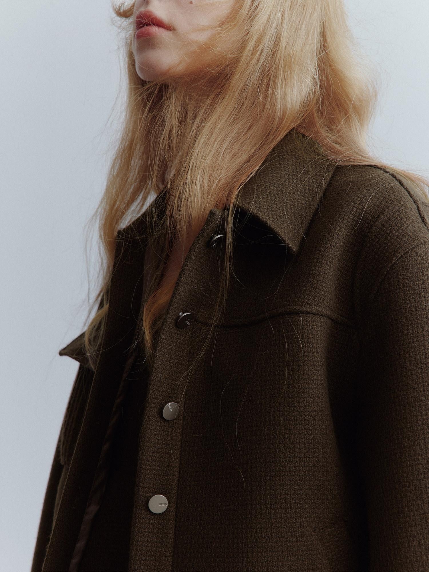 FUSSED Chocolate Brown Looped Wool Utility Women&