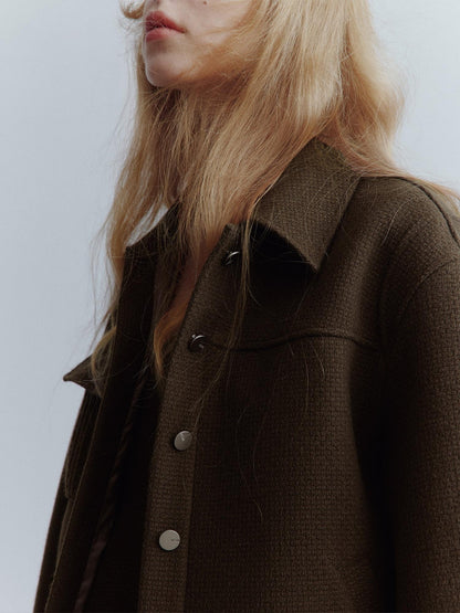 FUSSED Chocolate Brown Looped Wool Utility Women&
