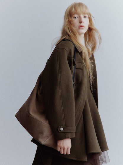 FUSSED Chocolate Brown Looped Wool Utility Women&