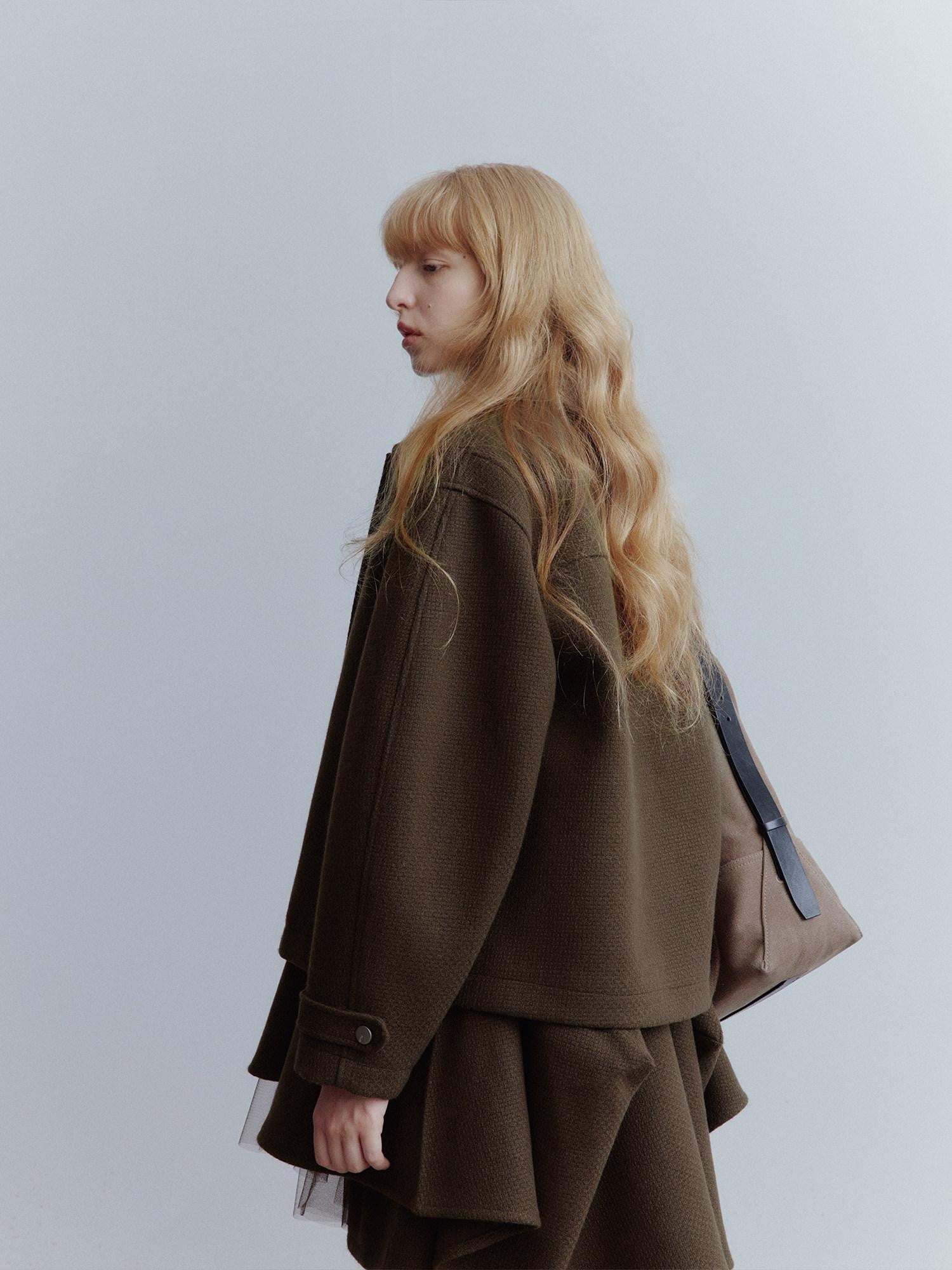 FUSSED Chocolate Brown Looped Wool Utility Women&