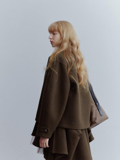 FUSSED Chocolate Brown Looped Wool Utility Women&