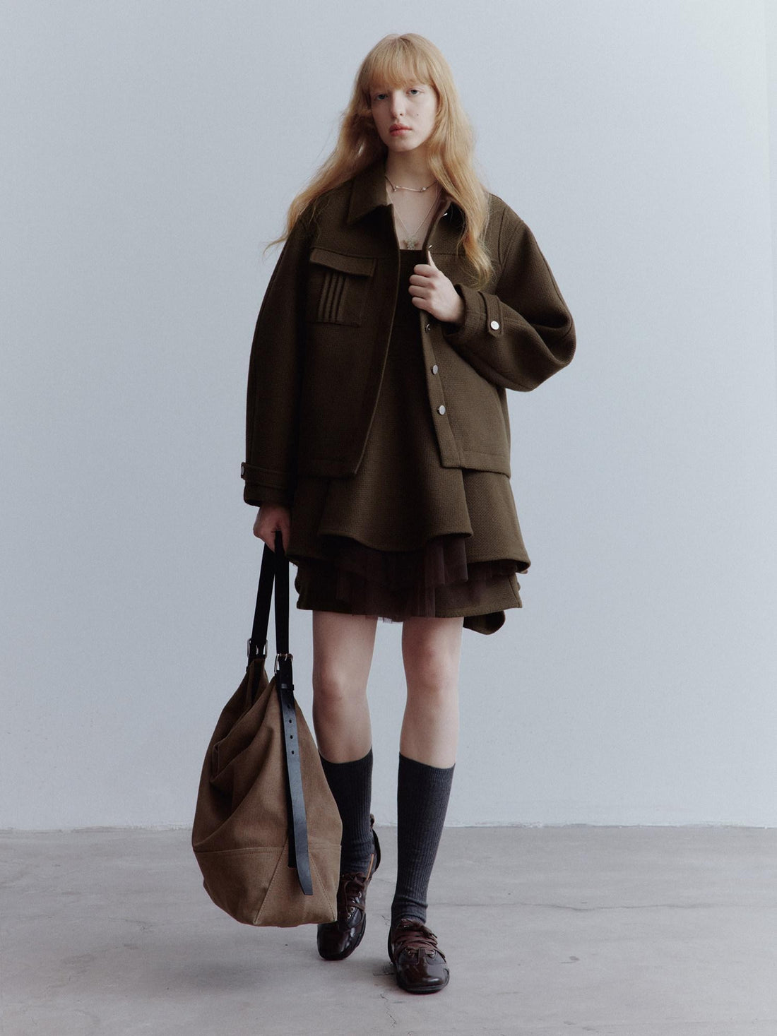 FUSSED Chocolate Brown Looped Wool Utility Women&