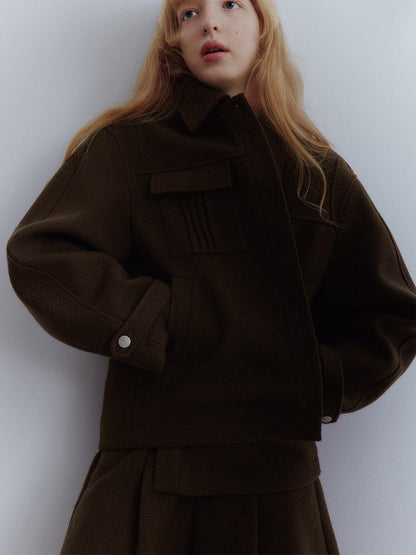 FUSSED Chocolate Brown Looped Wool Utility Women&