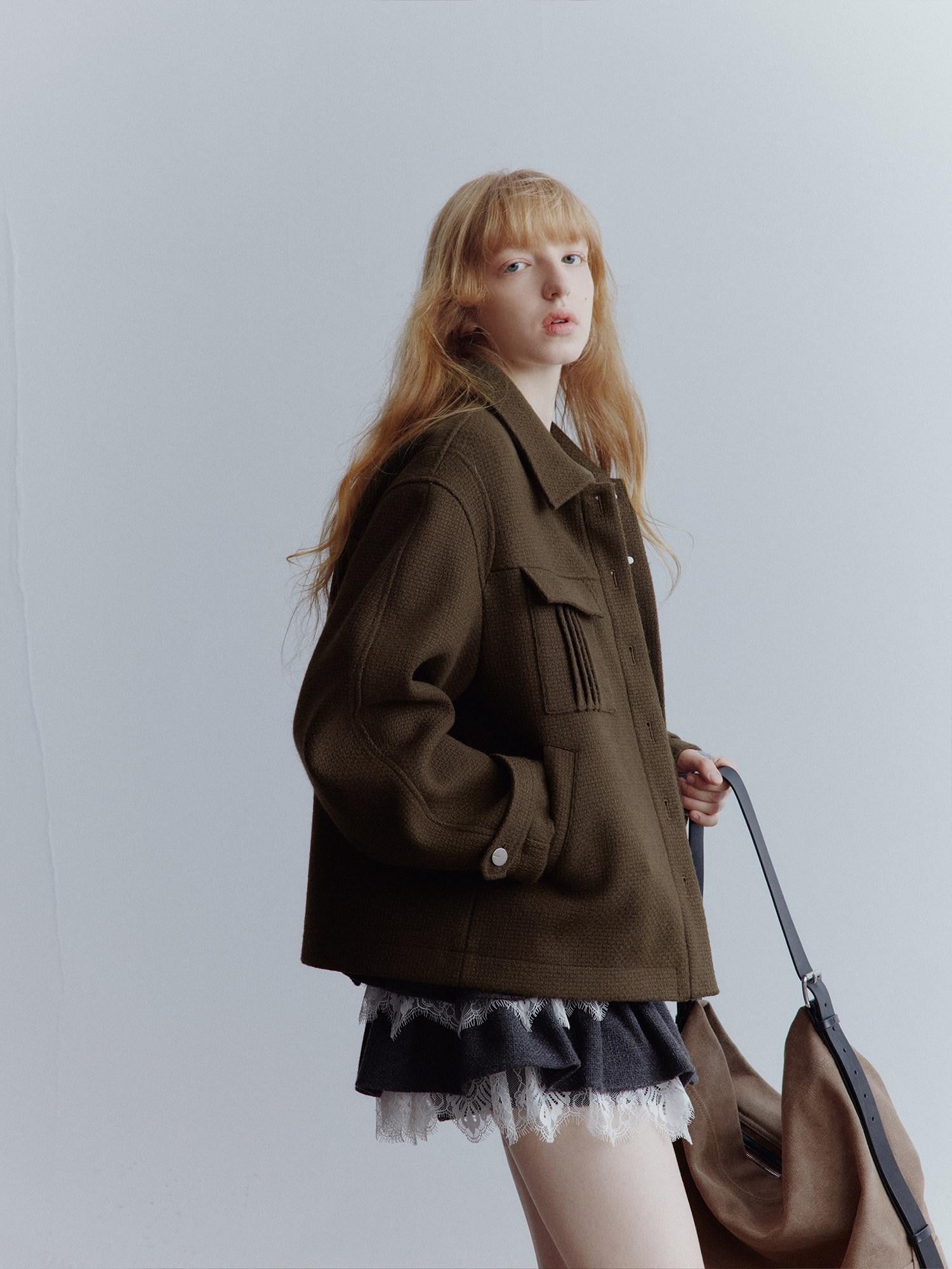 FUSSED Chocolate Brown Looped Wool Utility Women&