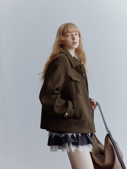 FUSSED Chocolate Brown Looped Wool Utility Women&