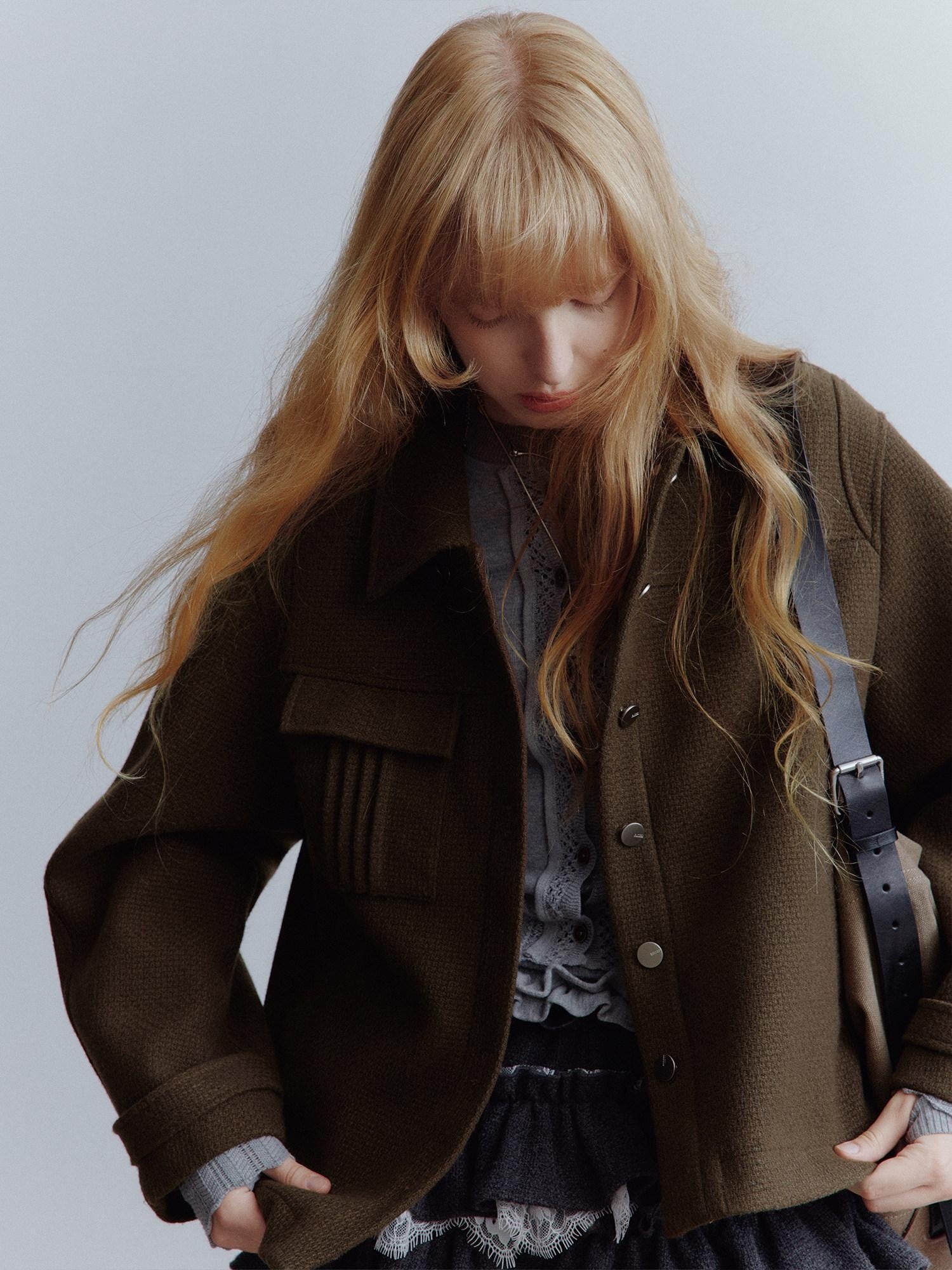 FUSSED Chocolate Brown Looped Wool Utility Women&