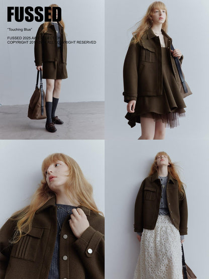 FUSSED Chocolate Brown Looped Wool Utility Women&